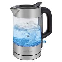 ProfiCook waterkoker | glas roestvrij staal | LED-verlichting | hittebestendige glazen waterkoker met bediening voor één hand | waterpeilindicator | 1 liter waterkoker | 1100 watt | PC-WKS 1229