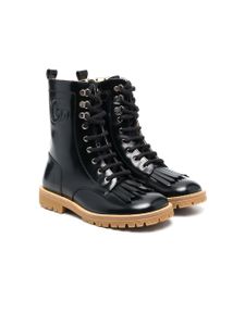 Gucci Kids bottines en cuir à franges - Noir