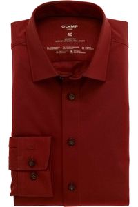 OLYMP Luxor 24/Seven Modern Fit Jersey shirt baksteenrood, Effen