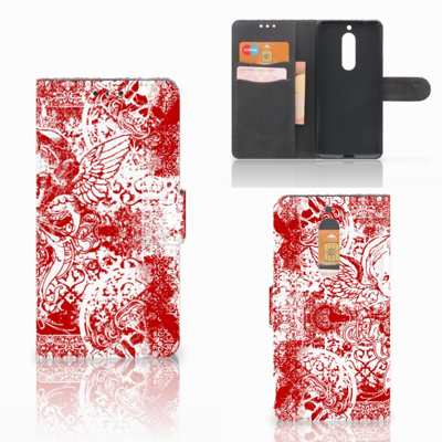 Telefoonhoesje met Naam Nokia 5 Angel Skull Rood Telefoonhoesje met Naam Nokia 5 Angel Skull Rood
