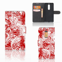 Telefoonhoesje met Naam Nokia 5 Angel Skull Rood