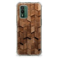 Stevig Telefoonhoesje voor Nokia XR21 Wooden Cubes - thumbnail