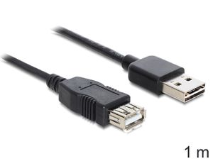 Delock USB-kabel USB 2.0 USB-A stekker, USB-A bus 1.00 m Zwart Stekker past op beide manieren, Vergulde steekcontacten, UL gecertificeerd 83370