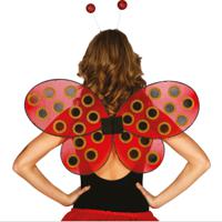 Lieveheersbeestje verkleed set - vleugels en diadeem - rood - volwassenen - carnaval accessoires - thumbnail