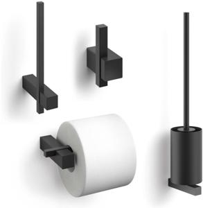 ZACK Carvo Toilet accesoires set 4-in-1 rond zwart