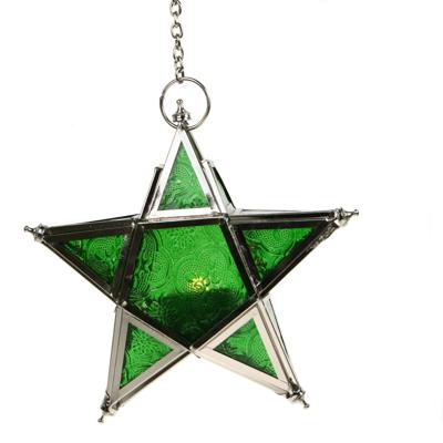 Hangende Glazen Decoratie Ster Groen Hangende Glazen Decoratie Ster Groen