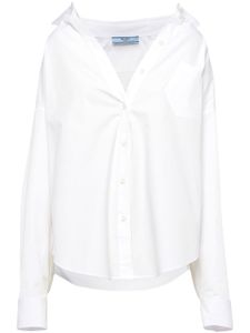 Prada chemise en popeline à logo brodé - Blanc