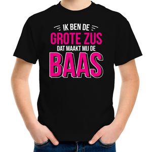 Grote zus de baas cadeau t-shirt zwart meisjes / kinderen