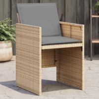 Tuinstoelen 4 st met kussens poly rattan gemengd beige - thumbnail