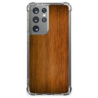 Samsung Galaxy S21 Ultra Stevig Telefoonhoesje Donker Hout