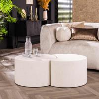 LifestyleFurn Ronde Salontafel Zong Marmer Composiet, Set van 2 stuks - thumbnail