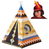 Speelgoed indianen wigwam tipi tent 130 cm inclusief indianentooi