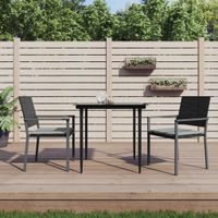 Tuinstoelen 2 st met kussens 54x62,5x89 cm poly rattan zwart - thumbnail