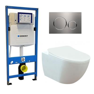 Geberit UP 320 Toiletset - Inbouw WC hangtoilet Wandcloset - Creavit Mat Wit Rimfree Geberit Sigma-20 RVS Geborsteld Geberit UP 320 Toiletset - Inbouw WC hangtoilet Wandcloset - Creavit Mat Wit Rimfree Geberit Sigma-20 RVS Geborsteld