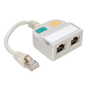 Telegärtner RJ45 Netwerk, ISDN Y-adapter [1x RJ45-stekker - 2x RJ45-bus] 15.00 cm Grijs-wit (RAL 7035)