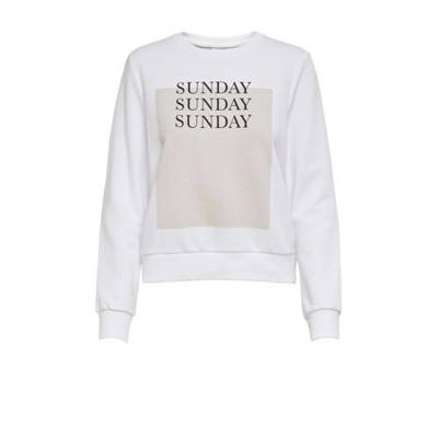 ONLY trui ONLWEEKDAY met printopdruk wit/beige