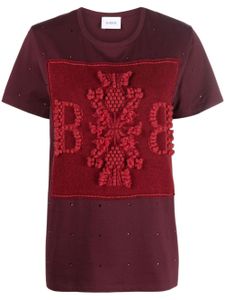 Barrie logo-embroidered embellished T-shirt - Rouge