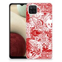 Silicone Back Case Samsung Galaxy A12 Angel Skull Rood - thumbnail