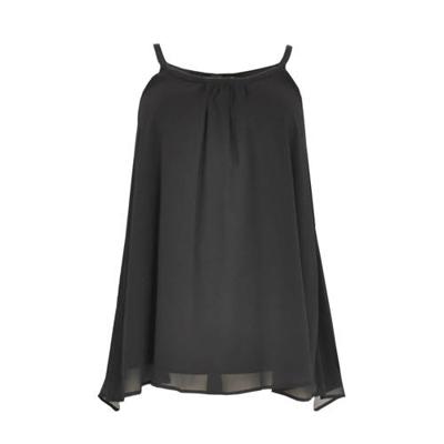 Yoek semi-transparante top VOILE met plooien zwart