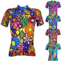 21Grams Dames Wielrenshirt Korte mouw Grote maten Fietsen Shirt Kleding Bovenlichaam met 3 achterzakken Bergracen Wegwielrennen Ademend Ultra-Violetbestendig Sneldrogend Rits Aan De Voorzijde Paars Lightinthebox