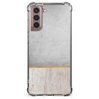 Samsung Galaxy S21 Plus Stevig Telefoonhoesje Wood Concrete - thumbnail