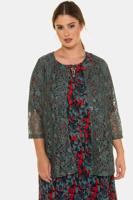 Ulla Popken Jasje, pailletten, kant, haakjessluiting, 3/4 mouwen - Grote Maten