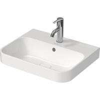 Duravit HappyD 2 Plus opbouwwastafel met kraangat met overloop 50x40cm met keramisch push-open ventiel wit 2360500000