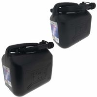 2x stuks jerrycans 5 en 10 liter zwart voor brandstof