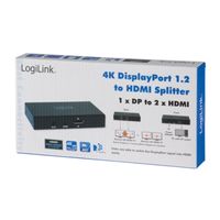 LogiLink 2 poorten DisplayPort-splitter 3840 x 2160 Pixel Zwart - thumbnail