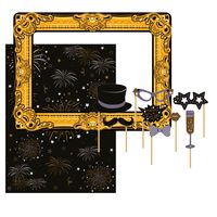 Foto prop set met frame - Oud & Nieuw - 10-delig - incl. poster/backdrop - photo booth accessoires