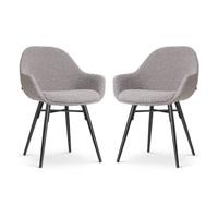 Nolon Nova-Mae Eetkamerstoelen Set van 2 - Bouclé Taupe - Zwarte Poten