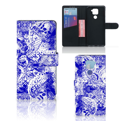 Telefoonhoesje met Naam Xiaomi Redmi Note9 Angel Skull Blauw