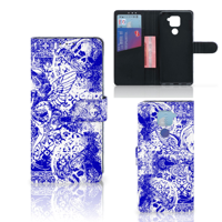 Telefoonhoesje met Naam Xiaomi Redmi Note9 Angel Skull Blauw