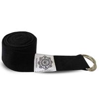 Katoenen Yoga Riem Zwart met D-Ring - 248 cm - thumbnail