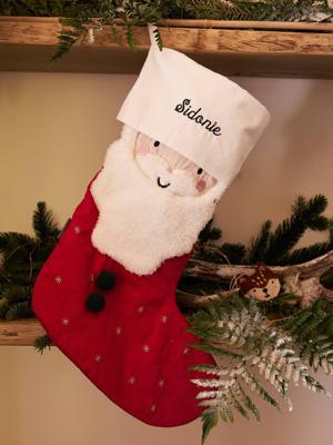 Personaliseerbare kerstsok Kerstman rood