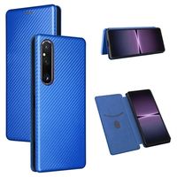 Sony Xperia 1 V Flip Hoesje - Koolstofvezel - Blauw - thumbnail