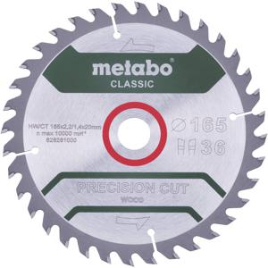 Metabo Precision cut Wood - Classic 165X20 Z42 WZ 5° 628027000 Hardmetaal-cirkelzaagblad 165 x 20 x 1.2 mm Aantal tanden: 42 1 stuk(s)