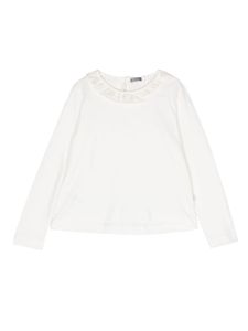 Il Gufo blouse volantée en coton à manches longues - Blanc