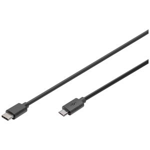 Digitus USB-kabel USB 3.2 Gen1 (USB 3.0 / USB 3.1 Gen1) USB-C stekker, USB-micro-B stekker 1.80 m Zwart Rond, Stekker past op beide manieren, Afgeschermd