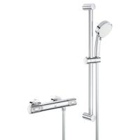 GROHE Grohtherm-1000 Performance renovatieset thermostatisch met koppelingen met glijstang 60cm en hoofddouche 2 standen chroom 34783000