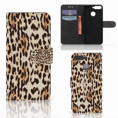 Huawei Y6 2018 Telefoonhoesje met Pasjes Leopard Huawei Y6 2018 Telefoonhoesje met Pasjes Leopard