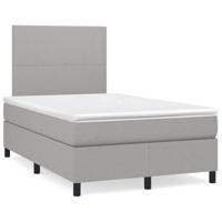 vidaXL Boxspring met matras en LED stof lichtgrijs 120x190 cm, bed, boxspringbed, tweepersoonsbed, slaapmeubel, boxspring bed, bed met matras