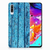 Samsung Galaxy A70 Bumper Hoesje Wood Blue