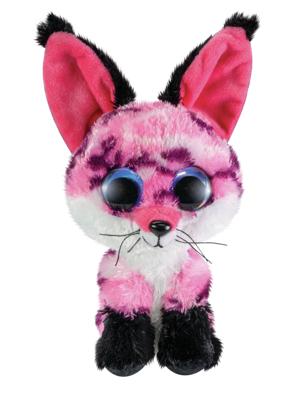 Lumo Stars knuffel Fox Rhubarb junior 15 cm pluche zwart, roze