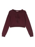 Liu Jo Kids hoodie crop à ornements strassés - Violet