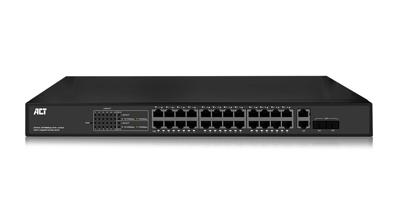 ACT AC4434 24-Poorts 10/100Mbps PoE+ Switch met 2 Gigabit Combo-poorten ACT AC4434 24-Poorts 10/100Mbps PoE+ Switch met 2 Gigabit Combo-poorten