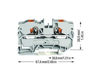 WAGO 2210-1201 Doorgangsklem 10 mm Push-In-klem Grijs 25 stuk(s)