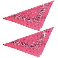 2x stuks carnaval/verkleed zakdoek roze cowboy/western/pride thema