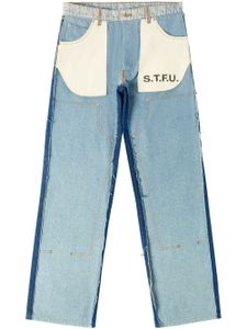 Heron Preston jean bicolore à patch logo - Bleu