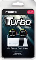 Integral 64GB USB3.0 DRIVE TURBO WHITE UP TO R-400 W-80 MBS USB flash drive USB Type-A 3.2 Gen 1 (3.1 Gen 1) Wit - thumbnail